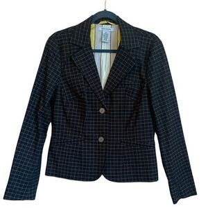Vintage Gene Meyer Window Pane Black & White Classic Button Blazer Size 10